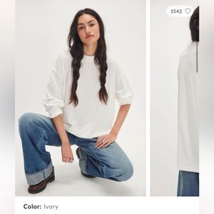 Free People Ivory Long Sleeve Tee🌸🌸